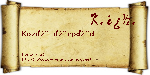 Kozó Árpád névjegykártya