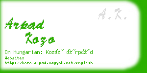 arpad kozo business card